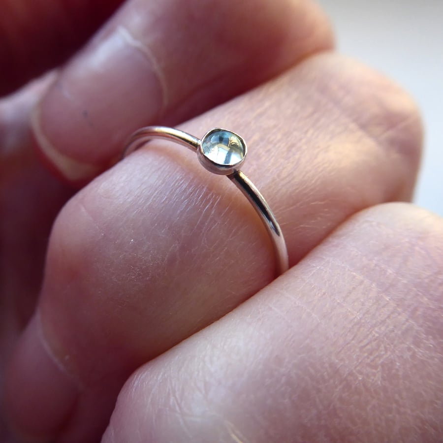 Sterling Silver and  Sky Blue Topaz Ring (Size L) Perfectly Imperfect