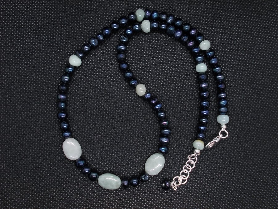 SALE - Peacock pearl and jadeite necklace