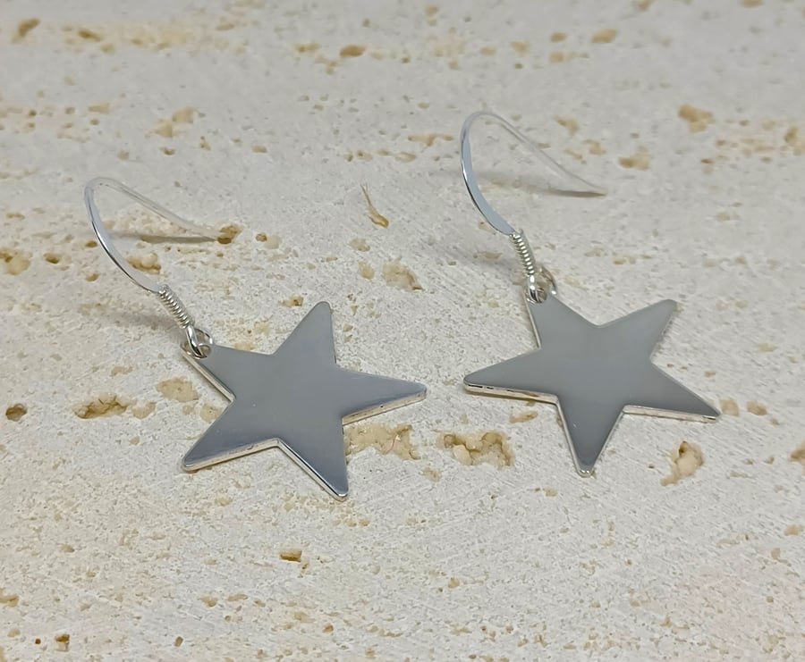 925 Sterling Silver Star Earrings, Celestial Jewellery Gift for Her, Christmas J