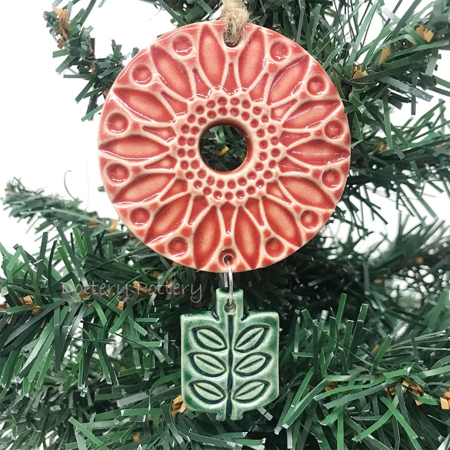 Ceramic Poinsettia Christmas decoration