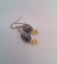 Earrings with a Grey Puffed Oval Agate Bead and A Yellow Crystal, Gift for Her - Image 7
