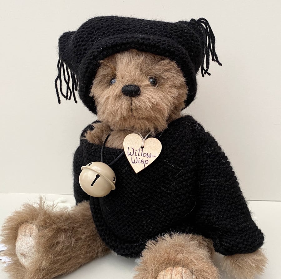 SOLD, reserved for Jo, luxury dressed artist bear, unique winter teddy bear