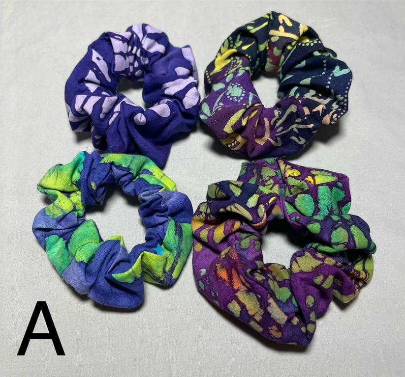 Set of four hair scrunchies