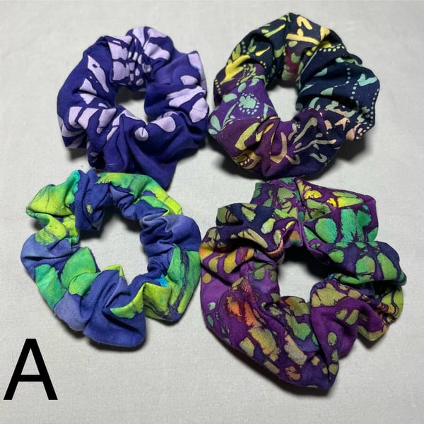 Set of four hair scrunchies
