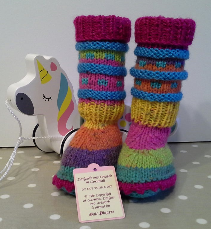 Baby Ruffle  Socks-Long Booties with Marino Wool 3-9 months size