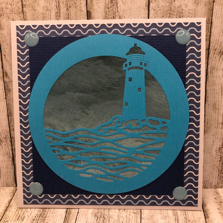 Nautical card with lighthouse 