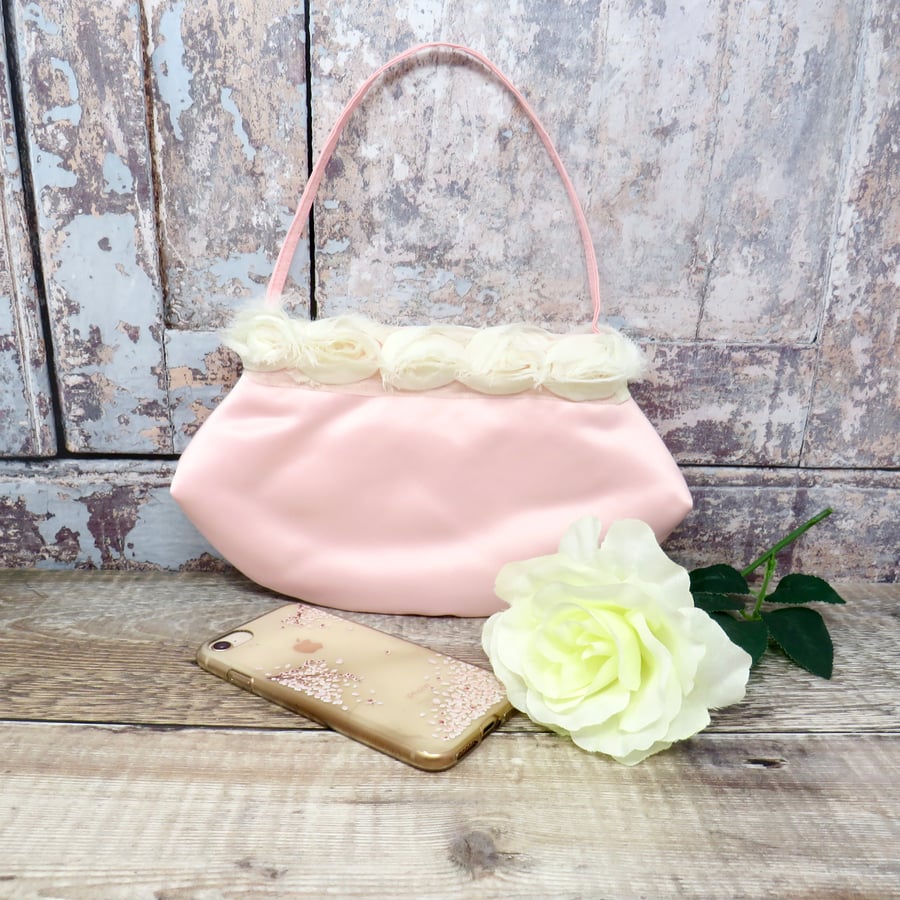  Pink satin Bridesmaids  or Flower girl Bag.