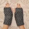 Dark Grey Super Chunky Knitted Fingerless Gloves