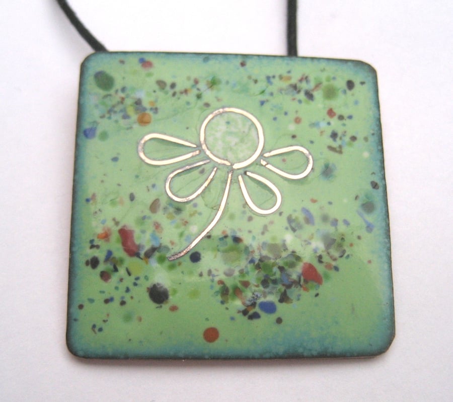 Summer Meadow enamelled pendant green