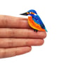 Kingfisher Brooch - Handcoloured - Bird Badge