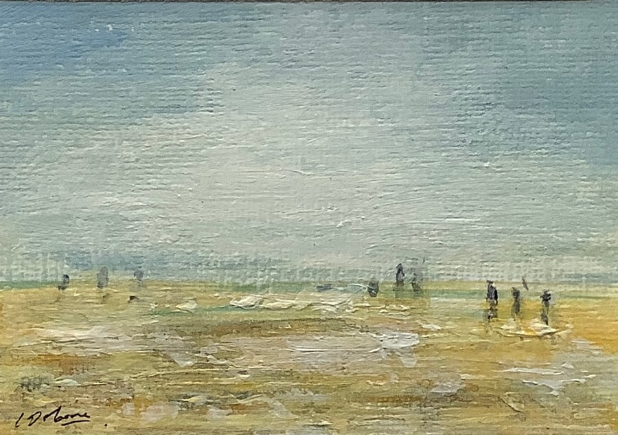 Morning walk - original acrylic seascape miniature