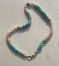 Cool Peach Mixed Gemstone Hand Knotted Beaded Necklace - Image 9