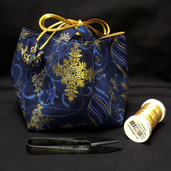 SALE Japanese Christmas Cotton Rice Bag, Gift Bag, Makeup Bag