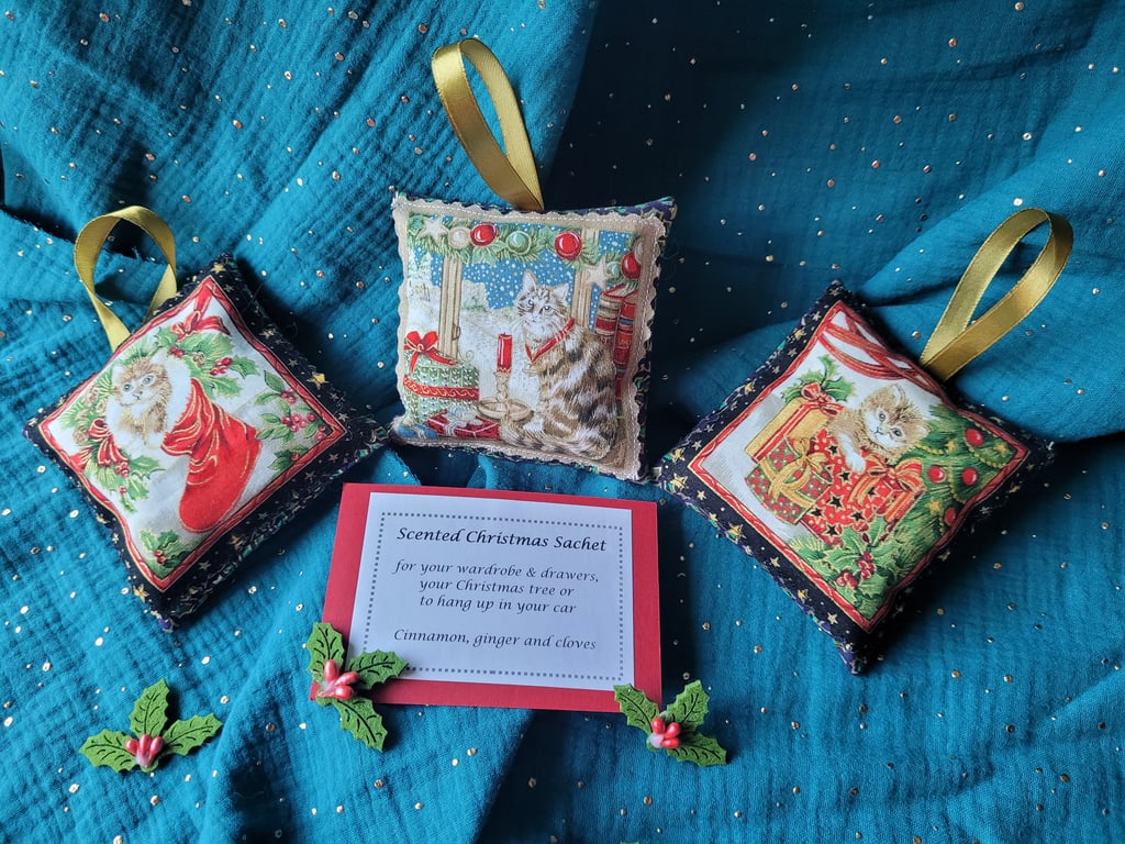 Christmas Scented Sachets Cat designs