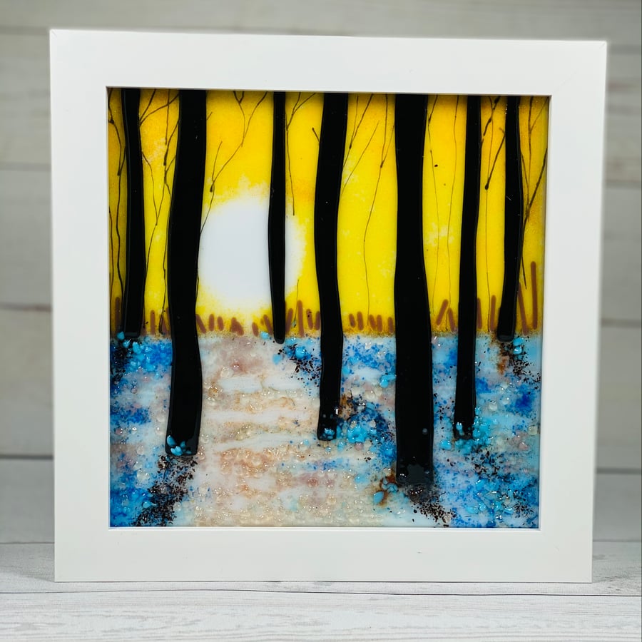 Fused glass sunset picture