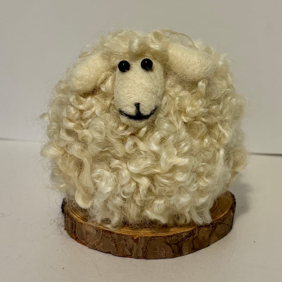Handmade Needlefelted Wensleydale sheep ornament 
