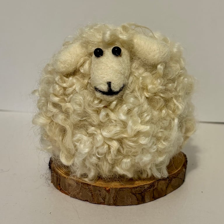 Handmade Needlefelted Wensleydale sheep ornament 