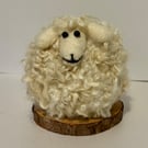 Handmade Needlefelted Wensleydale sheep ornament 
