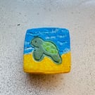 Clay turtle beach fridge magnet