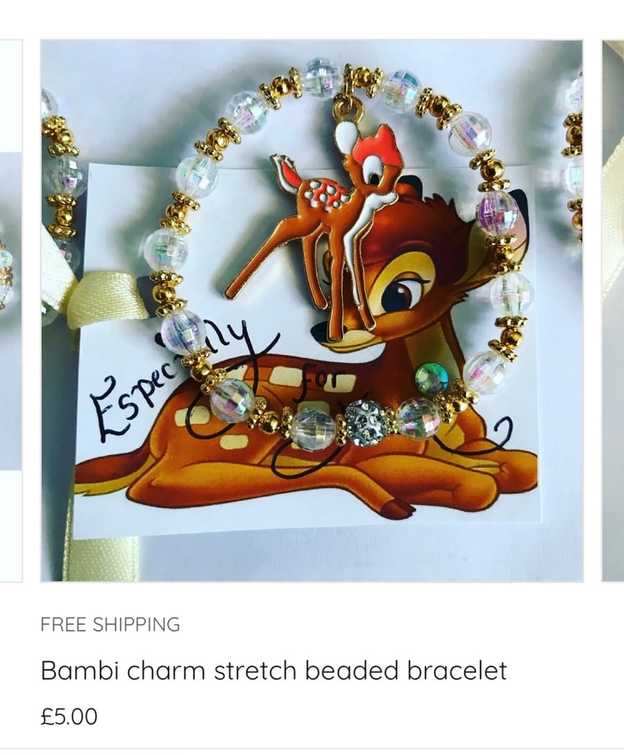 Bambi charm stretch beaded bracelet shamballa beaded gift bracelet with bambi 
