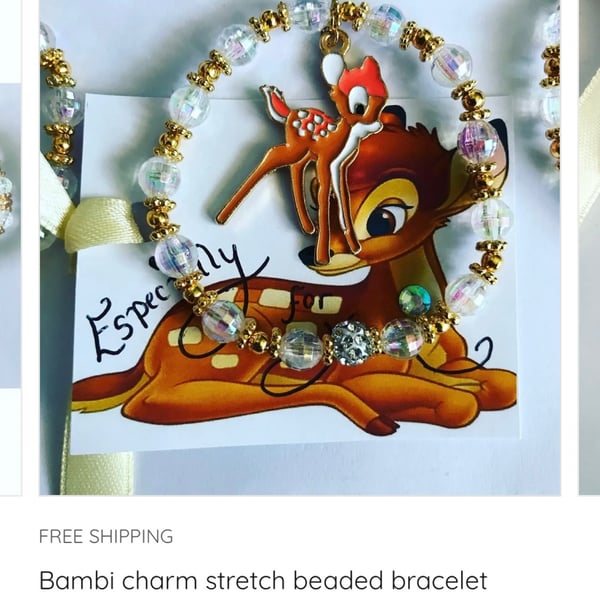 Bambi charm stretch beaded bracelet shamballa beaded gift bracelet with bambi 