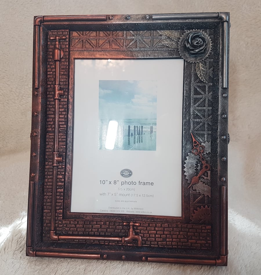 Industrial, Steampunk style photo frame, wall art, unusual photo frame