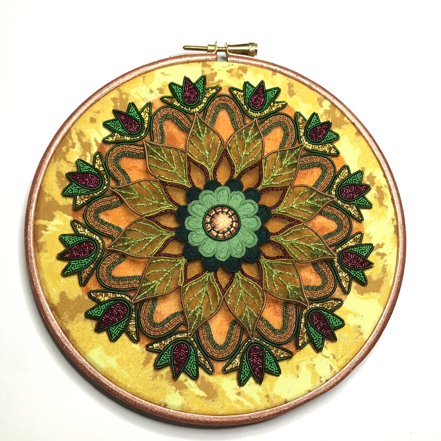Autumn Mandala - Goldwork, Stumpwork, Embroidery, DYI kit
