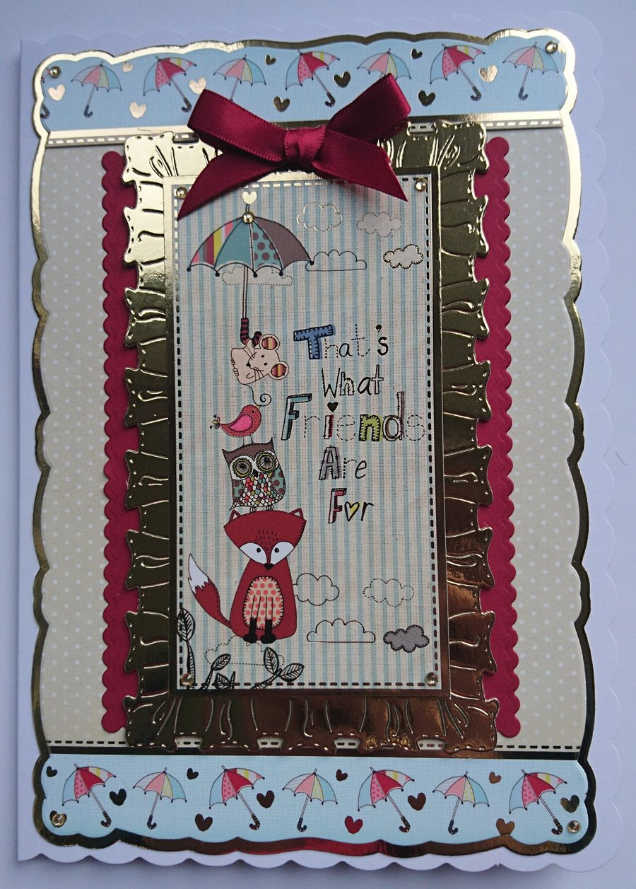 Thank You Card That's What Friends Are For Thank You Happiness 3D Handmade