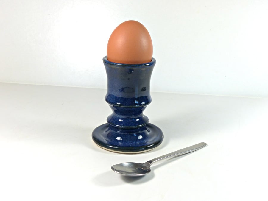 Rich Blue Egg Cup -  Stoneware Ceramic Pottery UK Wheelthrown Handmade 