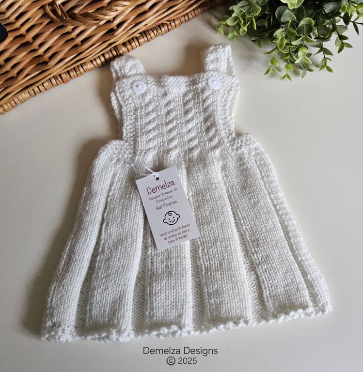 Designer Baby Girl's Hand Knitted Pinafore Dress  0-3 months size