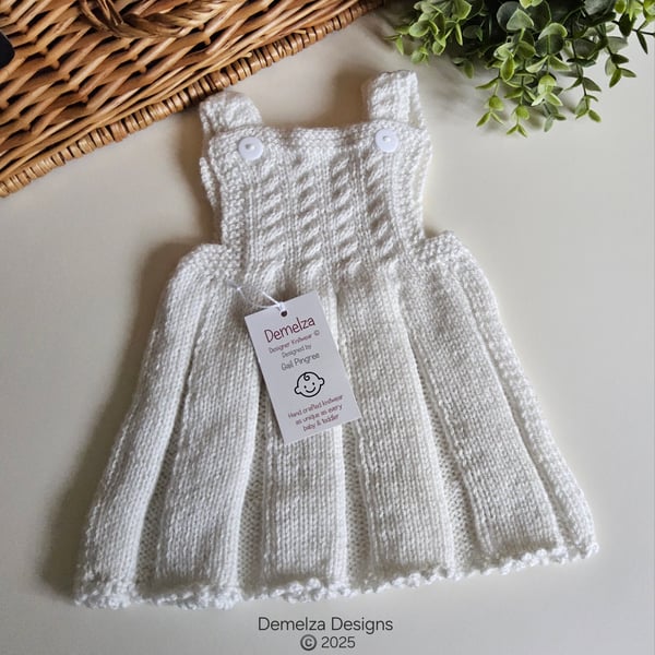 Designer Baby Girl's Hand Knitted Pinafore Dress  0-3 months size
