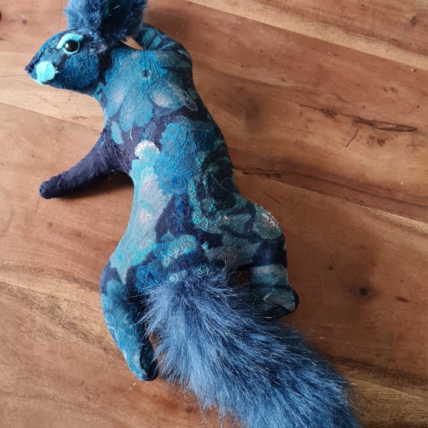  Faux squirrel wall mount -teal and turquoise pattern  squirrel