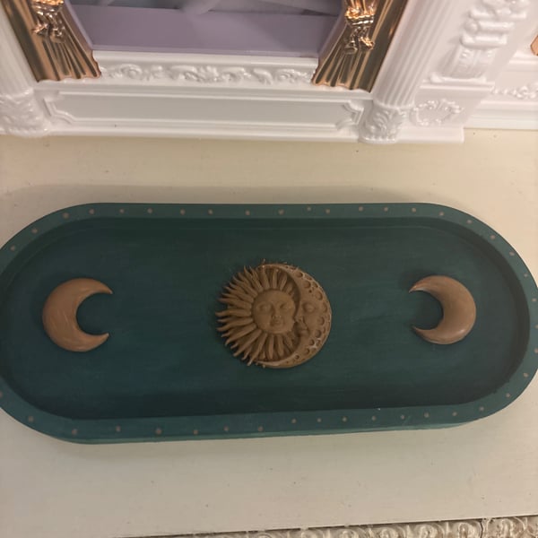 Handmade celestial emerald green trinket dish
