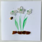 Cornwall sea glass flower design greetings card 