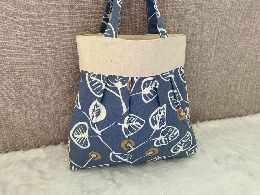 Pleated Tote Bag, Fabric Shoulder Bag, Scandi, Tote Bag