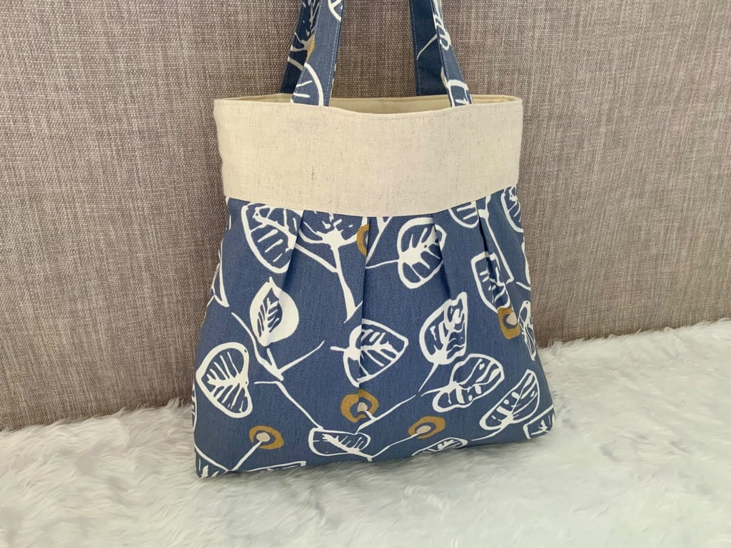 Pleated Tote Bag, Fabric Shoulder Bag, Scandi, Tote Bag