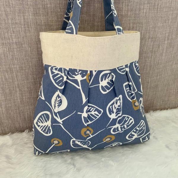 Pleated Tote Bag, Fabric Shoulder Bag, Scandi, Tote Bag