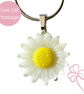 Daisy Flower Fused Glass Pendant Necklace  - Image 1
