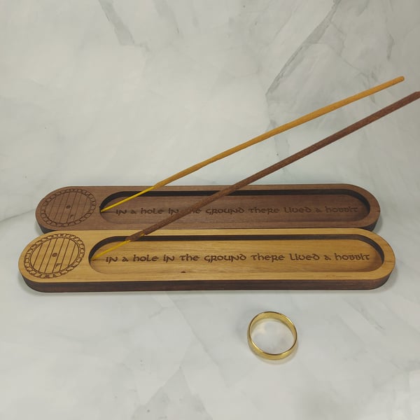Shire Folk Incense Burner - Solid Walnut Fantasy Hobbit Incense Holder
