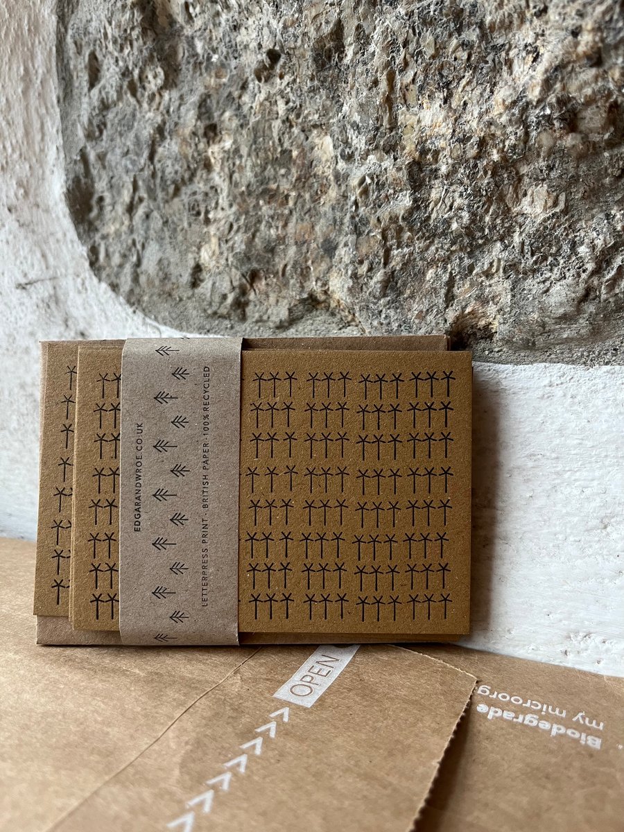 10 Note Cards & Envelopes. Windmills. Blank Cards. Letterpress Hand Printed. 