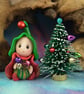 Tiny Christmas Gnome 'Dyll' Santa's helper with free tree by Ann Galvin