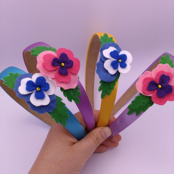 Pansy Felt Flower Headband