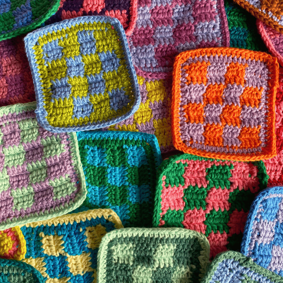 Handmade Crochet Checkered Coaster