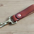 Leather Key Ring With Solid Brass Rein Converter Hook And  Copper Rivet 