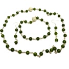 Green gemstone beaded jewellery set with necklace, bracelet and earrings