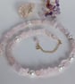 Rose Quartz & Pearl Choker, Dainty Natural Gemstone Necklace