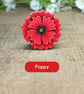 Red Poppy Pin, Handmade Tiny Teddy Bear Brooch, August Birth Flower Badge - Image 9