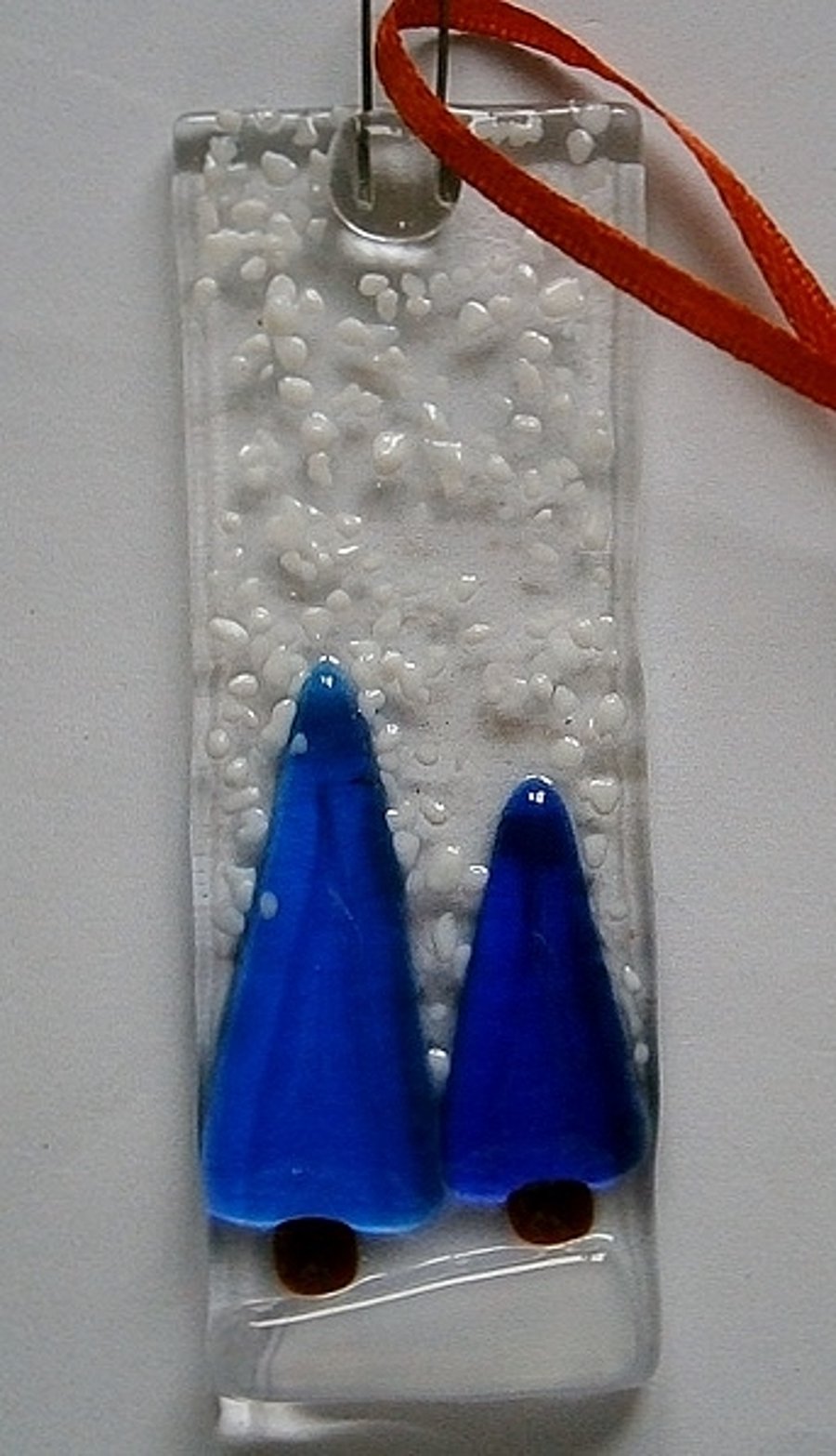 Snowy fused glass Christmas tree decorations