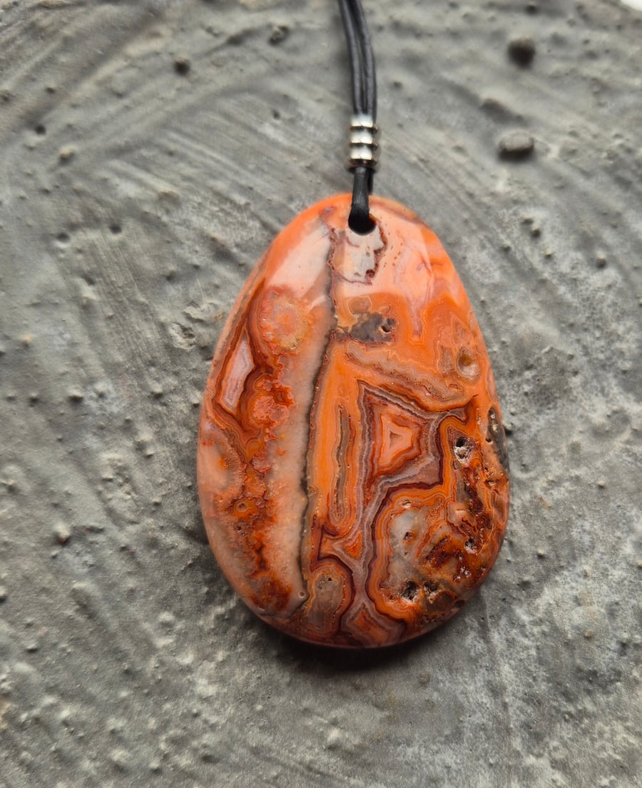 Yellow Crazy Lace Agate Teardrop Pendant