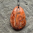 Yellow Crazy Lace Agate Teardrop Pendant